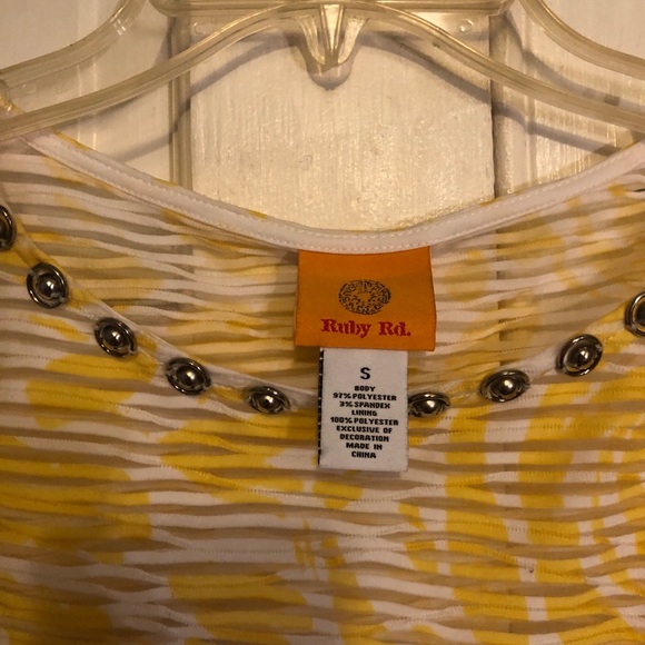 Sheer lemon and white patterned shirt. - Picture 10 of 12